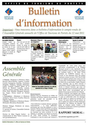 Bulletin d'information de l'office de tourisme de Portets n°1