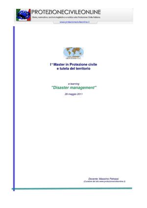 Master in protezione civile e tutela del territorio: Disaster management di Massimo Petrassi