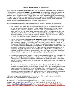 Money Never Sleeps On The Net