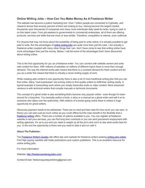 Online Writing Jobs – How Can You Make Money As A Freelance Writer