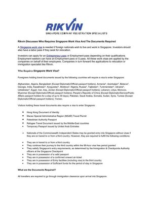 Rikvin Discusses Who Requires Singapore Work Visa And The Documents Required