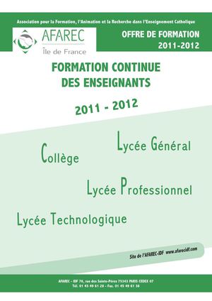 CATALOGUE ENSEIGNANTS 2nd DEGRÉ AFAREC IDF
