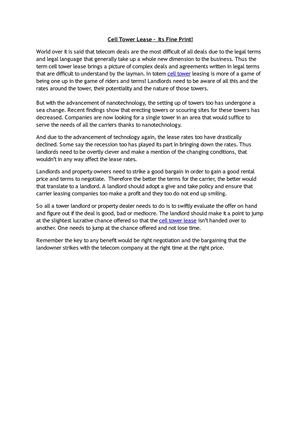 Cell tower leasing – its fine print