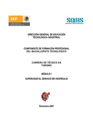 Módulo I Supervisar el servicio de hospedaje