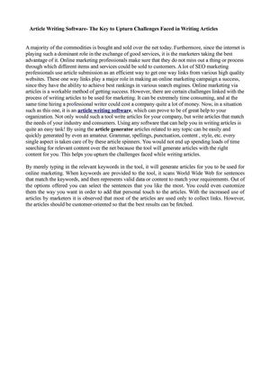 Article Writing Software- The Key to Upturn Challenges Faced in Writing Articles