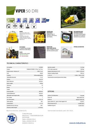 Technical characteristics - Viper50DRI / TSINDUSTRIE