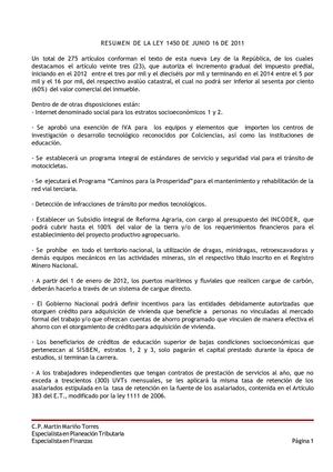 Resumen ley 1450 