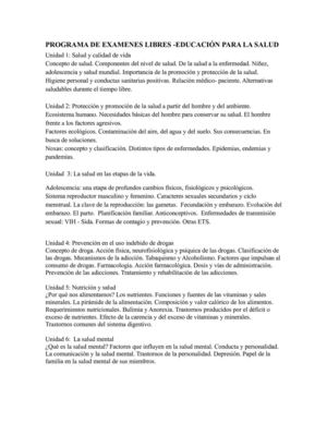 Programa de Exámenes previos- Educación para la Salud