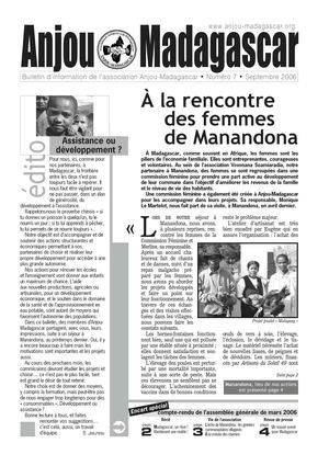 nº 7, septembre 2006, bulletin d’information de l’association Anjou-Madagascar