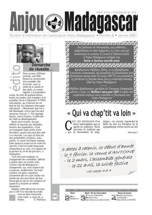 nº 8, janvier 2007, bulletin d’information de l’association Anjou-Madagascar