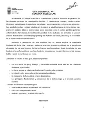 GUÍA DE ESTUDIO genética molecular 4º