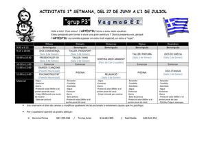 Programacions 1a setmana Casal estiu 2011