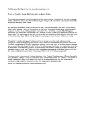 Research Papers Examples Essays Treaty Of Versailles Essay Brief Information On Essay Writing Carnegie Mellon Application Essay also Essay Topics About Life Calamo Treaty Of Versailles Essay Brief Information On Essay Writing Punctuation Essay