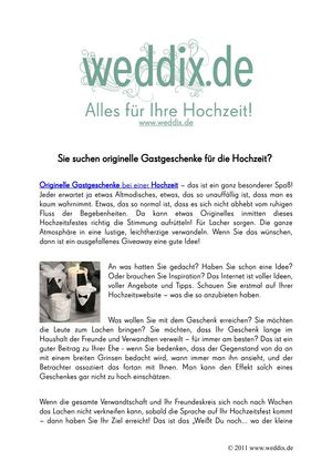 Suchen Sie originelle Gastgeschenke fuer die Hochzeit
