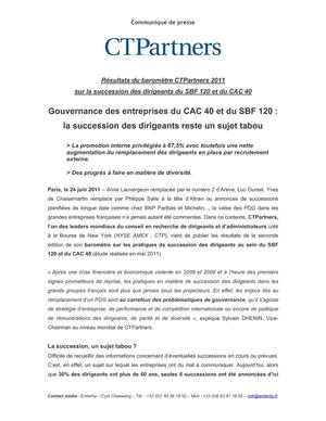 Résultats du baromètre CTPartners 2011 