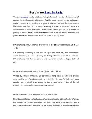 Best Wine Bars in Paris