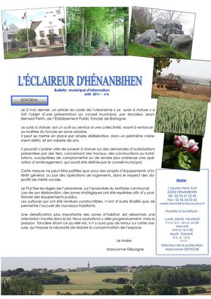 L'éclaireur - bulletin municipal d'Hénanbihen - Juin 2011 