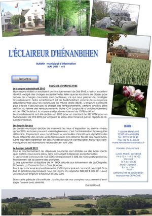 L'éclaireur - bulletin communal d'Hénanbihen - Mai 2011 