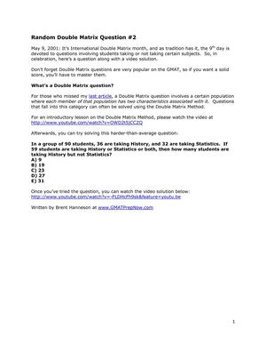 GMAT Double Matrix Question - Left-Right-Handed