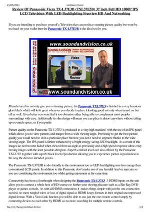 Panasonic Viera TX-L37E3B (TX-L37E3B) Review – 37 Inch Full HD 1080p LED LCD TV Freeview HD