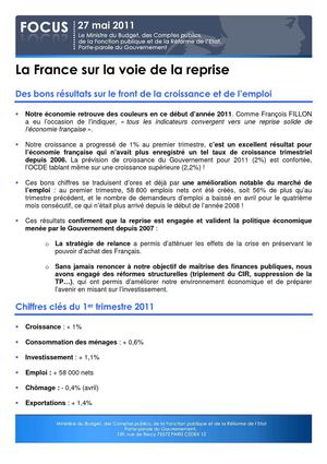 FOCUS - La France sur la voie de la reprise