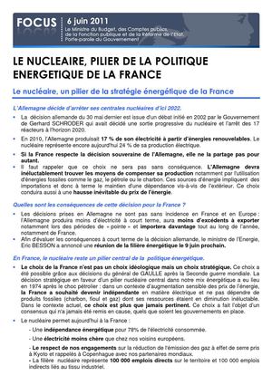 FOCUS - Le nucléaire, pilier de la politique énergétique de la France