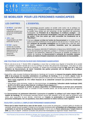 CLE ACTU - Se mobiliser pour les handicapés