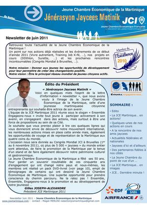Newsletter  JCE Martinique Juin 2011