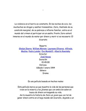 PELICULA SICARIO 1994 (JAIRO EL SICARIO)
