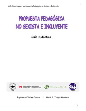 Guía Didáctica para una Propuesta Pedagógica no Sexista e Incluyente