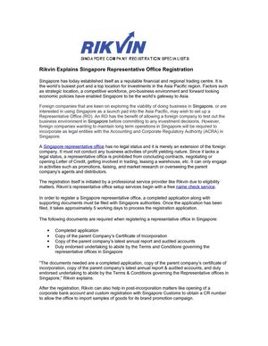 Rikvin Explains Singapore Representative Office Registration