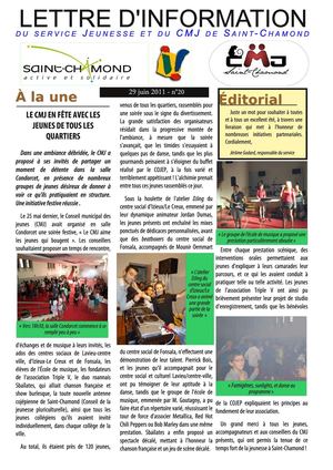 Lettre d'information du service Jeunesse de Saint-Chamond n°20