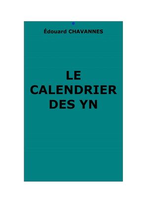 Chavannes É. : Le calendrier des Yn