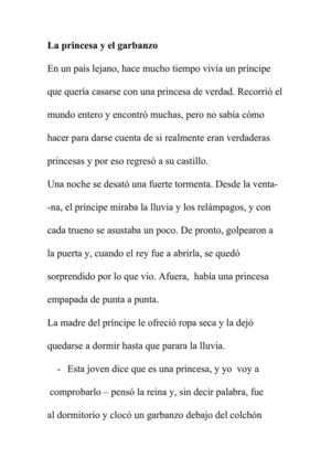 LA PRINCESA Y EL GARBANZO