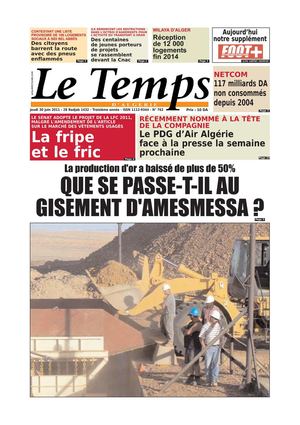 Le Temps d'Algérie Edition du Jeudi 30 Juin 2011