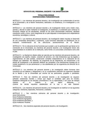 Estatutos del Personal Docente y de Investigación