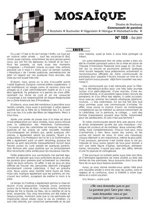 Bulletin paroissial Mosaïque n° 105 Eté 2011