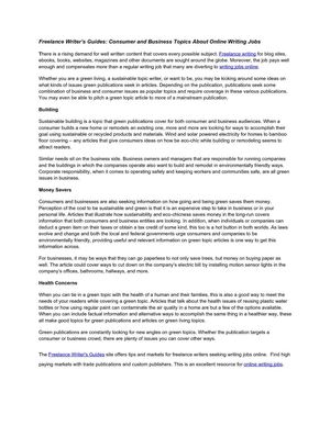 Freelance Writer’s Guides: Consumer and Business Topics About Online Writing Jobs