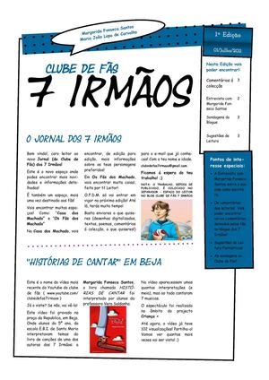 Jornal Clube de Fãs 7 Irmãos - 1 de Julho - 1ª Edição