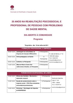 ARIA - Dia aberto à Comunidade - Programa