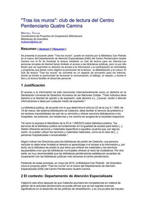 "Tras los muros": club de lectura del Centro Penitenciario Quatre Camins