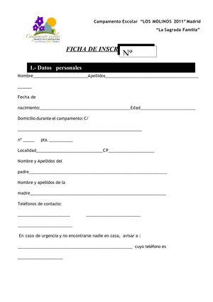 FICHA DE INSCRIPCION