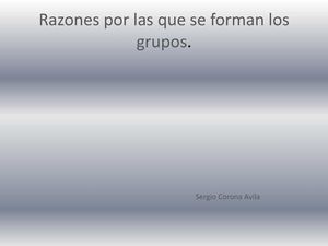 Razones por las que se Forman los Grupos