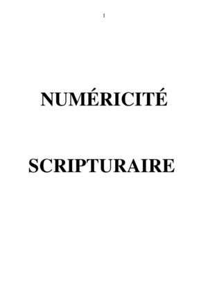 NUMÉRICITÉ  SCRIPTURAIRE 