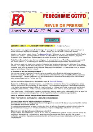 FEDECHIMIEFO- SemainSemaine 26 du 27-06 au 02 -07- 2011
