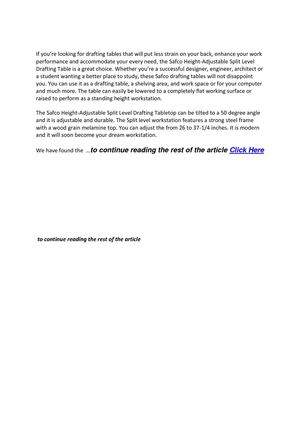 Safco Height-Adjustable Split Level Drafting Table - Important Info