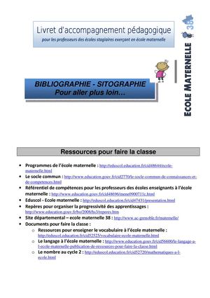 Bibliographie et sitographie pour l'école maternelle - Groupe maternelle 38