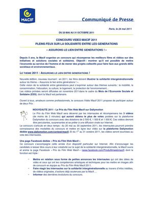 CONCOURS VIDEO MACIF 2011