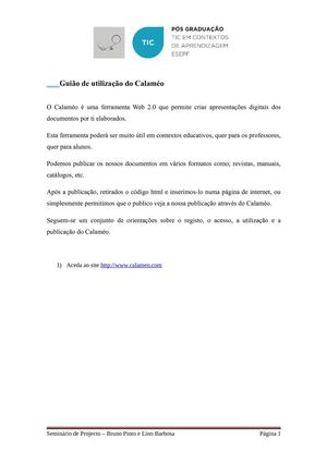 Guião de utilização  CALAMÉO