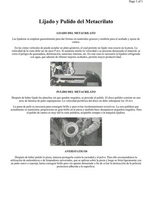 Lijado y pulido del metacrilato